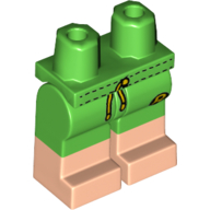 Lego Hips with Bright Green Legs and Light Nougat Boots Pattern with Green Swimming Trunks, 'R', Laces / Bright Green
