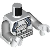 Lego Torso, Clone Pilot Suit, Sand Blue Hoses print, Light Bluish Gray Arms, White Hands / White