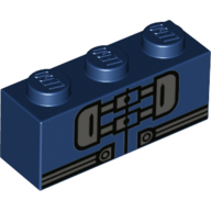 Lego Brick 1 x 3 with Jacket Straps print / Dark Blue