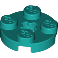 Lego Plate Round 2 x 2 with Axle Hole Type 1 (+ Opening) / Dark Turquoise