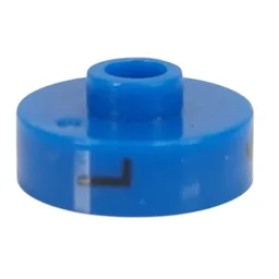 Pen Bead, Round Short, Flat Edge with 'L', '6', 'R' Print / Blue