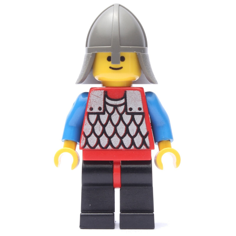 Lego Knight (Scale Mail on Red) - Blue Arms, Black Legs, Dark Gray Neck-Protector