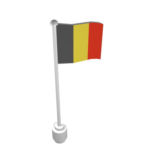 Lego Flag on Flagpole, Wave with Belgium Print / White