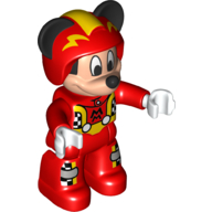 Lego Duplo Figure Mickey Mouse, Red Race Driver Jumpsuit, Helmet / Red
