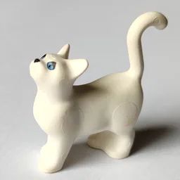 Animal, Cat, Standing with Blue Eyes and Black Eyelashes Print / White
