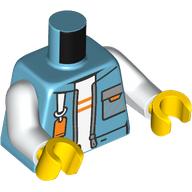 Lego Torso Jacket, White Shirt with Orange Stripes, Key Cord Print, White Arms, Yellow Hands / Medium Azure