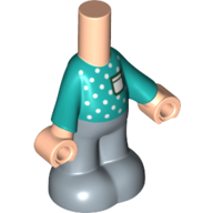 Lego Microdoll Body Pants Sand Blue with Dark Turquoise Shirt, Light Bluish Grey Legs, Light Nougat Hands print / Light Nougat