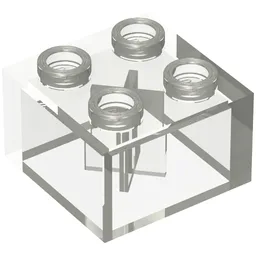 Minitalia Brick 2 x 2 with Bottom X Support / Trans-Clear