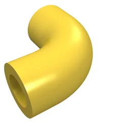 Brick Round 1 x 1 diameter Tube with 90 Degree Elbow (2 x 2 x 1) and Axle Holes (Crossholes) at each end / Yellow