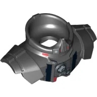 Minifig Neckwear Armor Shoulder Pads with Silver and Red Print / Black