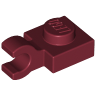 Lego Plate Special 1 x 1 with Clip Horizontal [Thick Open O Clip] / Dark Red