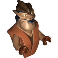 Lego Torso/Head Alien SW Pong Krell Print Complete Assembly / Medium Nougat Arms / Reddish Brown Hands / Dark Orange