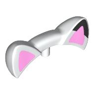 Lego Headwear Accessory Cat Ears with Pin, Coral Ears, Black Spot print / White