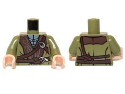 Torso LotR Cloak with Brown Collar and Straps Pattern (Legolas) / Olive Green Arms / Light Nougat Hands