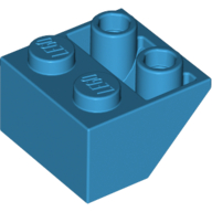 Lego Brick Sloped Inverted 45° 2 x 2 [Ovoid Bottom Pin, Bar-sized Stud Holes] / Dark Azure