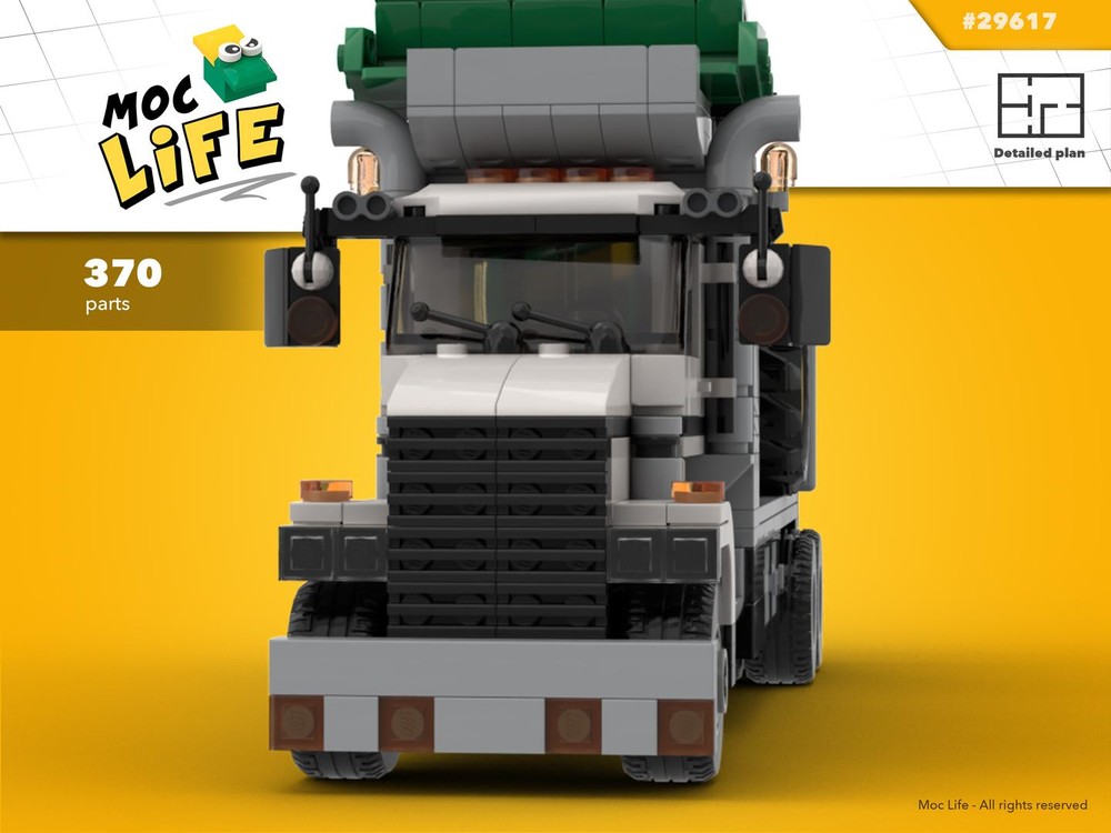 Lego Transport truck with John Deere 4000 backhoe