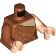 Torso, Odd Arms, Dress with Light Nougat Shoulder, Gold Sequins Print (Possessed Dana), Left Light Nougat Arm, Right Dark Orange Arm, Light Nougat Hands / Dark Orange
