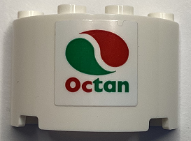 Lego Cylinder Half 2 x 4 x 2 with 1 x 2 Cutout with Octan Logo Pattern (Sticker) - Set 60351
