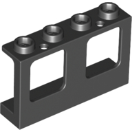 Lego Window 1 x 4 x 2 Plane, Hollow Studs, Single Hole Top and Bottom for Glass / Black