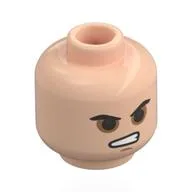 Minifig Head Alex Krycek, Black Eyebrows, Neutral / Black Eyes, Angry / Light Nougat