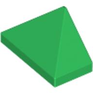 Lego Brick Sloped 45° 2 x 1 Triple with Ovoid Bottom Pin / Green