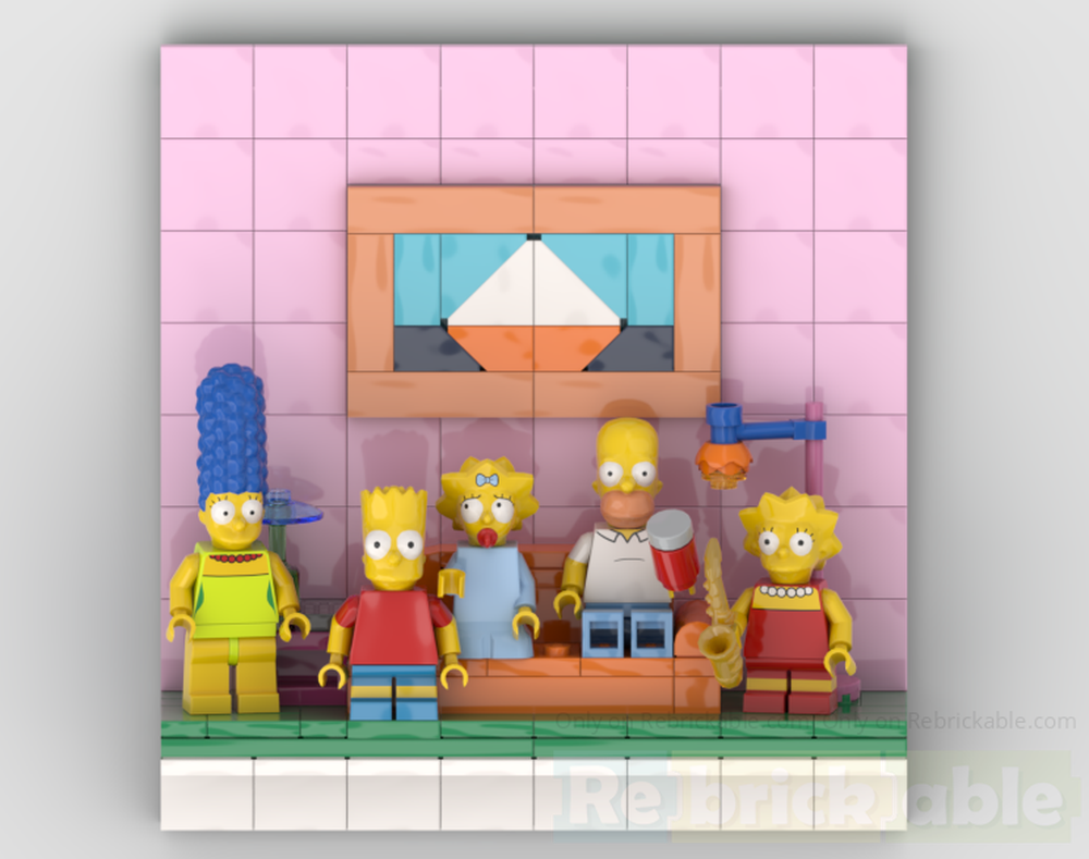 Lego Simpsons Couch Scene Diorama fitting for IKEA "SANNAHED" 25 x 25 cm picture frame