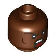 Minifig Head Dwarf Barbarian, Female, Long Eyebrows, Frown / Angry Scream / Reddish Brown