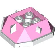 Lego Brick Wedged, Sloped 4 x 4 with Diamond Spikes with White Underside Pattern / Bright Pink