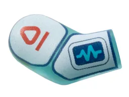 Arm, Right with White Panels with Red Symbol and Medium Azure Medical Chart on Dark Blue Screen Pattern / Trans-Light Blue