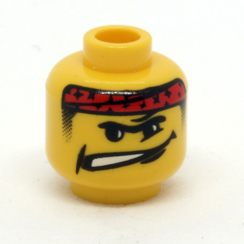 Lego Minifig Head, Headband Red with White Grimace Print / Yellow