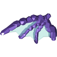 Lego Creature Body Part, Wing, Rocky with Smooth Trans-Light Blue Membranes Pattern / Dark Purple