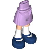 Lego Minidoll Hips and Short Skirt with Light Nougat Legs, White Socks, Dark Blue Shoes print / Lavender