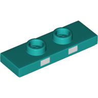 Lego Plate Special 1 x 3 with 2 Studs with Groove and Inside Stud Holder (Jumper) with 2 White Squares on Side Print