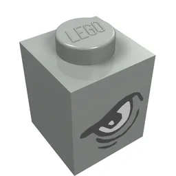 Brick 1 x 1 with Angry Eye Right / Sad Eye Left Print / Light Gray
