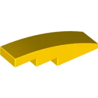Brick Curved 4 x 1 No Studs [Stud Holder with Symmetric Ridges] / Yellow