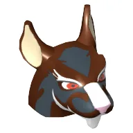 Minifig Head Special, Rat with Red Eyes, White Nose and White Goatee Print / Reddish Brown