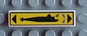 Tile 1 x 4 with Black Submarine and Triangles, Blue Arrows on Yellow Background Pattern Model Right Side (Sticker) - Set 8480