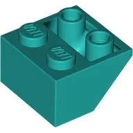 Brick Sloped Inverted 45° 2 x 2 [Round Hollow Bottom Pin, Bar-sized Stud Holes] / Dark Turquoise