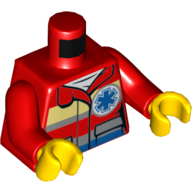 Lego Torso Jacket with Bright Light Yellow with Blue Star of Life Logo Print, Red Arms, Yellow Hands / Red