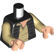 Lego Torso, Sleeves Jacket, Tan Shirt, Light Nougat Chest print, Tan Arms, Light Nougat Hands / Black