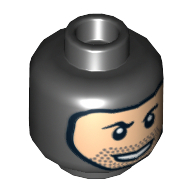 Lego Minifig Head, Balaclava with Light Nougat Face, Stubble and Rakish Smile Print [Hollow Stud] / Black