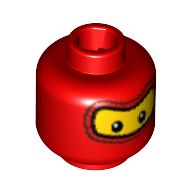 Lego Minifig Head Spider-Man / F1 Pit Crew, Balaclava with Brown Eyebrows, White Spot in Eyes Print [Blocked Open Stud] / Red