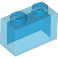 Brick 1 x 2 without Bottom Tube / Trans-Dark Blue