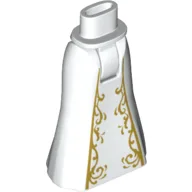 Minidoll Hips and Full Length Skirt with Gold Scrollwork Print / White