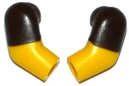 Arm, (Matching Left and Right) Pair with Molded Dark Brown Short Sleeves Pattern / Yellow