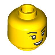 Lego Minifig Head Determined, Open Mouth Smile print / Yellow