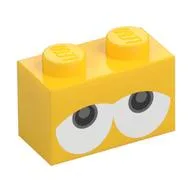 Brick 1 x 2 with Drooping Eyes (Yoshi) Print / Yellow