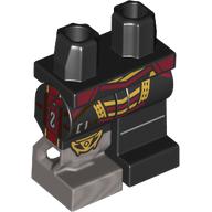Lego Prosthetic Right Leg, Black Left Leg and Hips with Dark Red/Gold Native Decorations print / Black