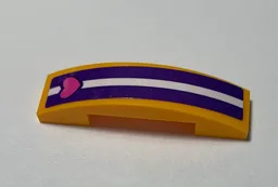 Slope, Curved 4 x 1 x 2/3 Double with Dark Purple and White Stripes and Heart Pattern (Sticker) - Set 41320