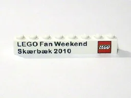 Brick 1 x 8 with LEGO Fan Weekend Skærbæk 2010 and Lego Logo Pattern